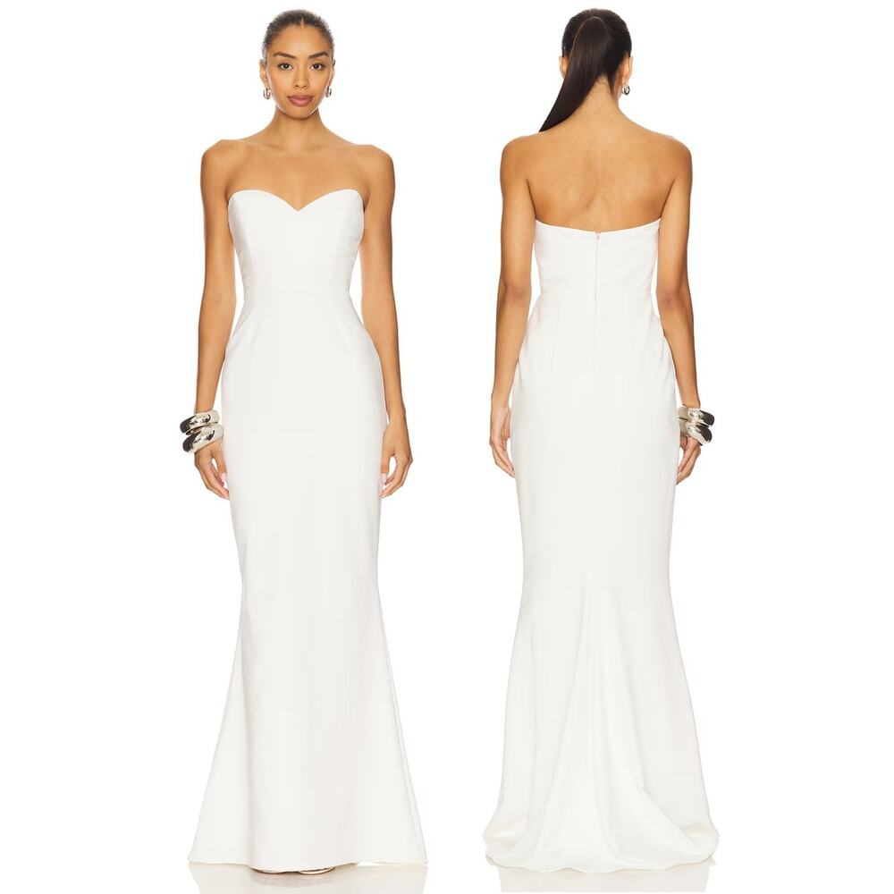 Nookie Love Affair Gown Strapless Crepe Formal Bridal Wedding Black Tie Prom M